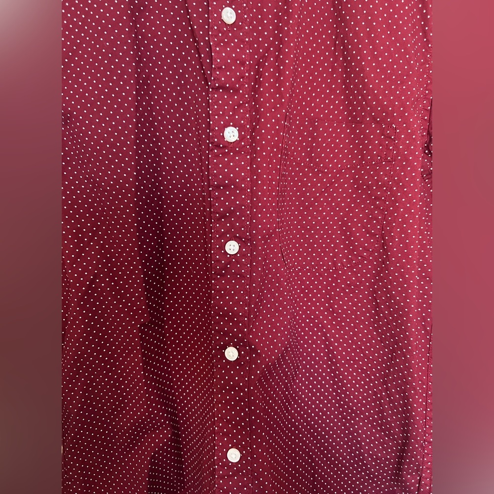 J crew burgundy polka dot Oxford button down men’s small